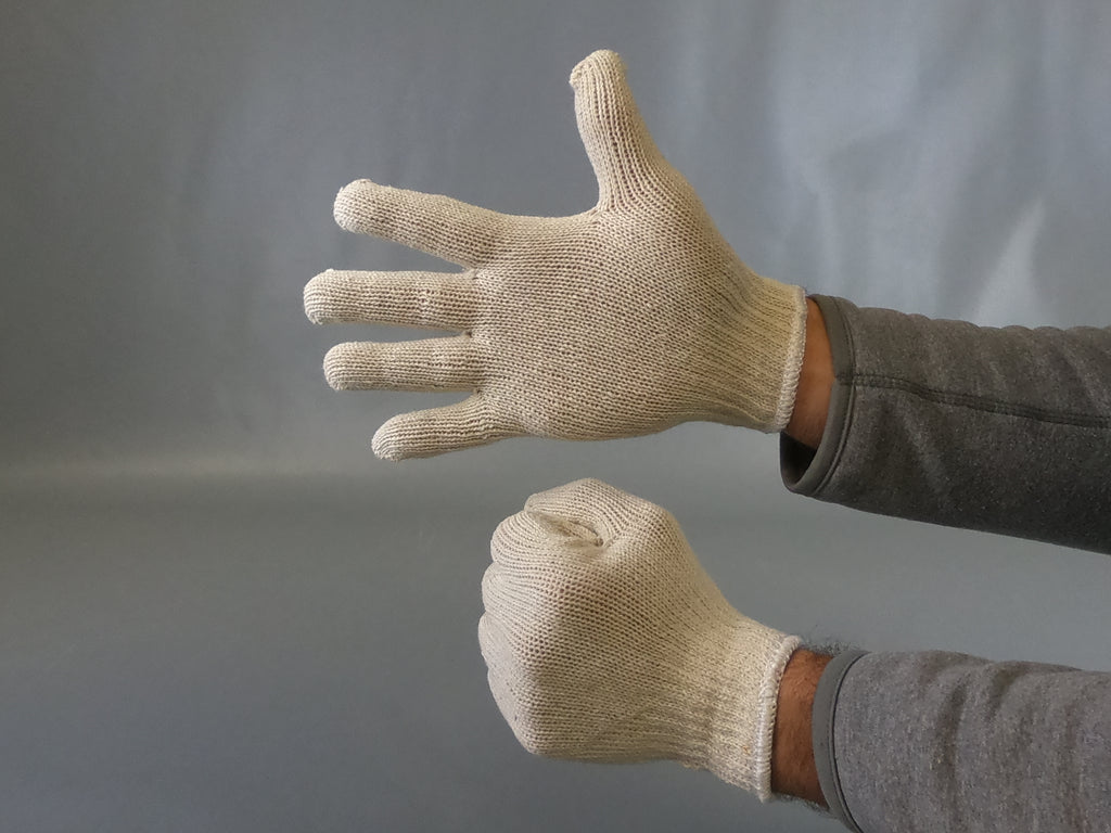 Knit White Cotton Gloves Men's size