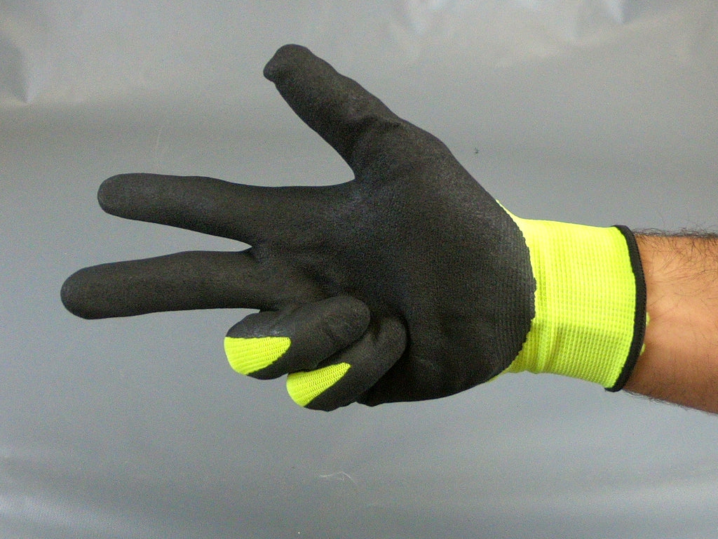 Nitrile Sandy Fluorescent Green Polyester Glove ( touch-screen)  Size XL  144 pairs