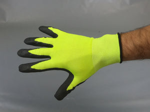 Nitrile Sandy Fluorescent Green Polyester Glove ( touch-screen)  Size M  144 pairs