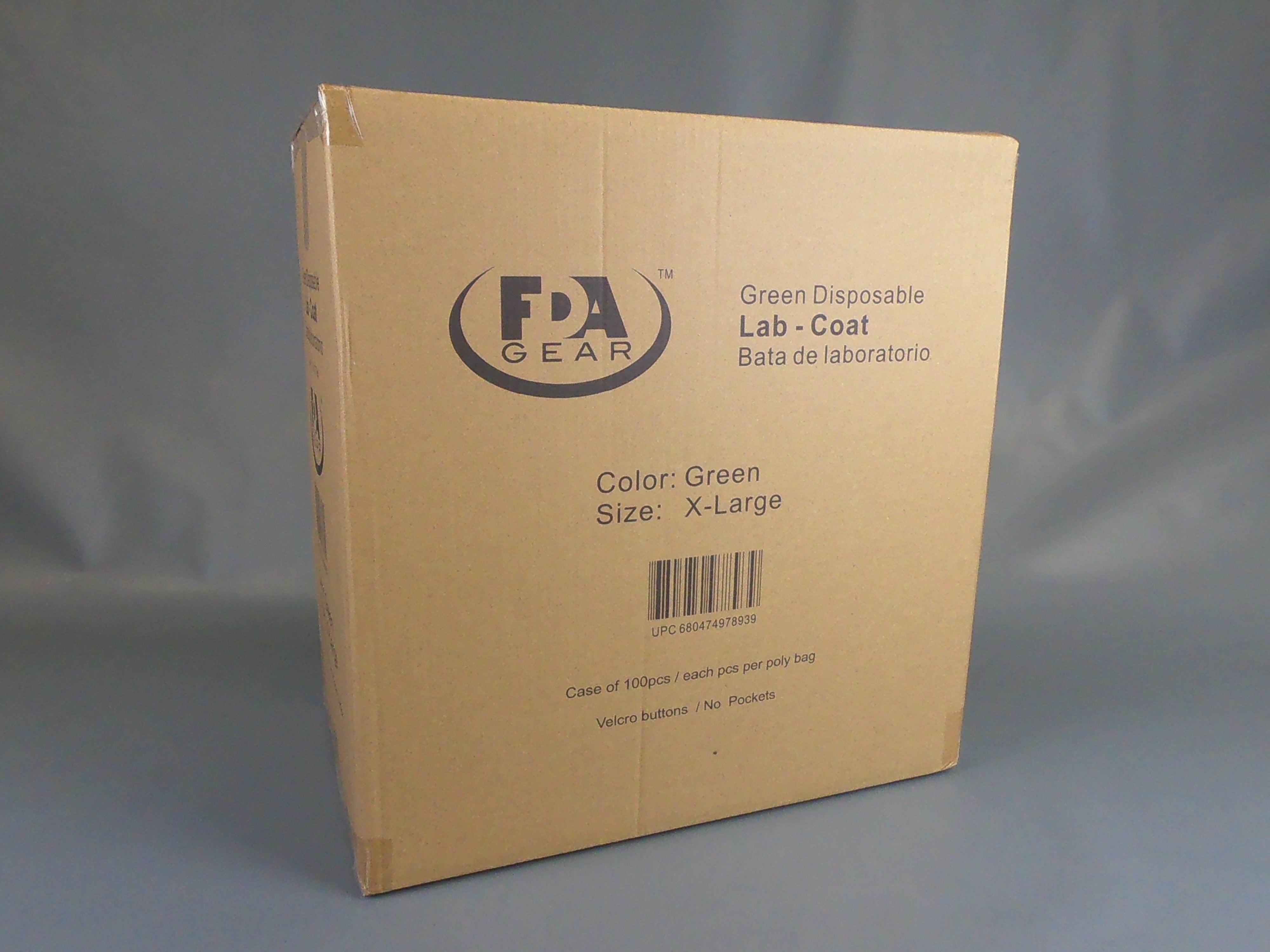 Lab Coats, Green, w/ Velcro Buttons   Case of 100pcs